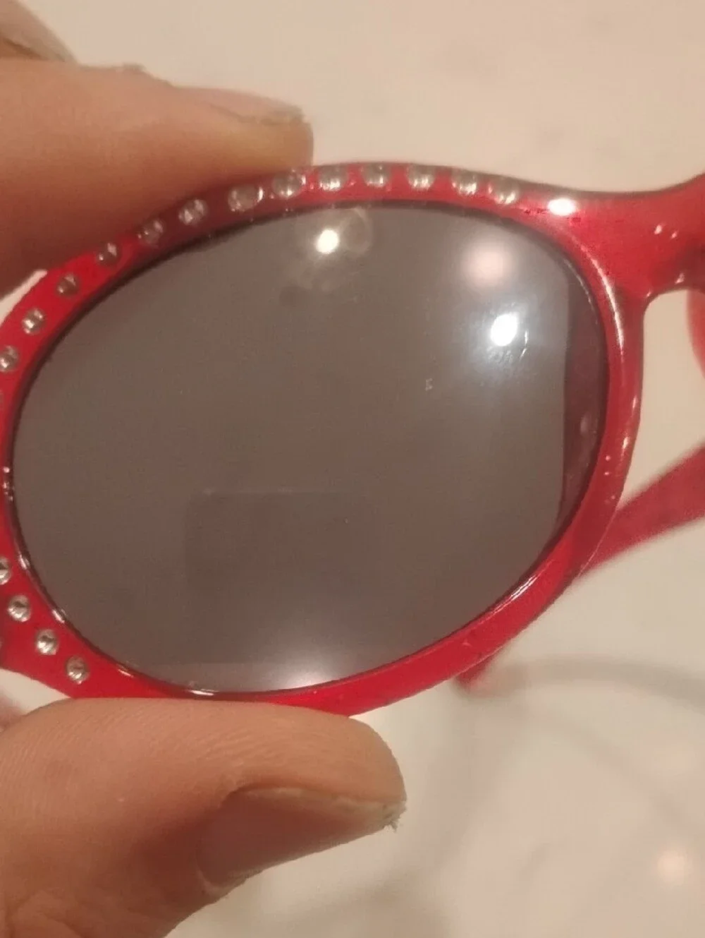 Barbie Red Jeweled Oval Kids Sunglasses